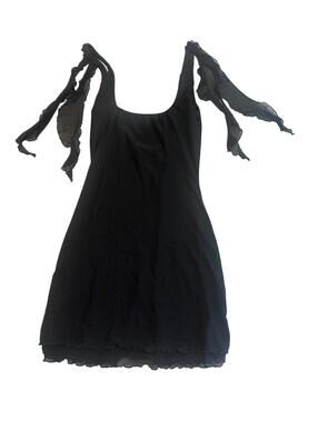 White Fox Black Tie Strap Mini Slip Dress